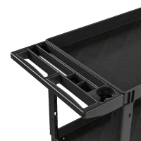 HOMCOM 2-Tier Rolling Tool Cart with Wheels, 500 LBS Capacity Plastic Utility Cart with Handle for Garage, Warehouse, Black(m-9)