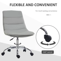 Vinsetto Armless Office Chair Ergonomic Computer Desk Chair Mid-Back Upholstered Task Chair with PU Leather, Adjustable Height and Swivel Seat, Grey(m-5)