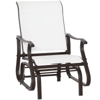 Outsunny Outdoor Glider Chair, Gliders for Outside Patio with Steel Frame and Mesh Fabric for Backyard, Garden, and Porch, White(m-1)