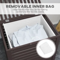HOMCOM 55 L Bamboo Laundry Basket with Lid, Cloth Hamper with Removable Liner Bag, 19.75 x 14.25 x 23.5 Inches, Coffee(m-5)