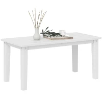 Outsunny Rectangle Outdoor Coffee Table, HDPE All-Weather Outdoor Patio Table with Slatted Tabletop for Yard, Balcony, White(m-11)