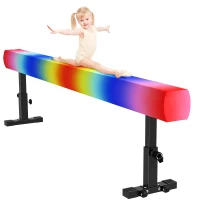Soozier 7.5ft Adjustable Balance Beam, Gymnastics Beam with Wheels, Gymnastics Equipment for 6+ Years Old Training(m-9)
