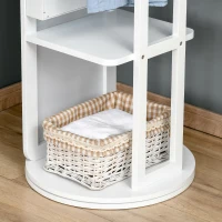 HOMCOM Full Length Glass Mirror with Hidden Jewelry Cabinet and Pine Wood Clothing Rack, White(m-9)