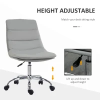 Vinsetto Armless Office Chair Ergonomic Computer Desk Chair Mid-Back Upholstered Task Chair with PU Leather, Adjustable Height and Swivel Seat, Grey(m-6)