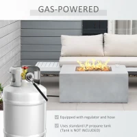 Outsunny 36" Fire Pit Table for Outside, 50,000 BTU Large Rectangular Stone Gas Firepit with Lava Rocks & Rain Cover, Fits 20lb Tank, Gray(m-7)