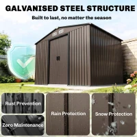 Outsunny Outdoor Shed Garden Storage Shed Tool Storage Building with 4 Vents and 2 Sliding Doors, 9 x 6 FT, Brown(m-4)