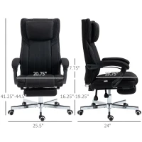 Vinsetto High-Back Massaging Office Chair Reclining Office Chair with Footrest Headrest Swivel Wheels Adjustable Height Black(m-3)