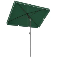 Outsunny 6.5x4ft Rectangle Patio Umbrella Aluminum Tilt Adjustable Garden Parasol Sun Shade Outdoor Canopy Green(m-15)