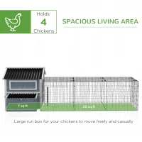 PawHut 11' x 5' x 3.5' Wooden Chicken Coop with Nesting Box, Run, Pull-out Tray, Perches for 2-4 Chickens, Dark Gray(m-4)
