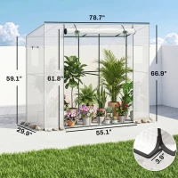 Outsunny Walk-in Portable Greenhouse Small Greenhouse for Outdoors with UV-resistant PE Cover, 6.6' x 2.5' x 5.6' White(m-3)