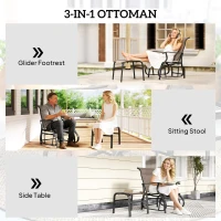 Outsunny Outdoor Glider with Ottoman, Patio Glider Chair Set with High Back, Wide Seat for Porch, Garden, Backyard, Brown(m-7)