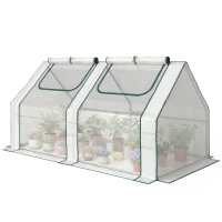 Outsunny 6' x 3' x 3' Portable Greenhouse, Garden Hot House with Two PE/PVC Covers and 2 Roll Up Windows, Clear