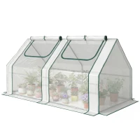 Outsunny 6' x 3' x 3' Portable Greenhouse, Garden Hot House with Two PE/PVC Covers and 2 Roll Up Windows, Clear(m-1)