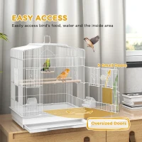 PawHut 23" Bird Cage, Finches Canaries, Parrot Cage with Doors Perches, 2 Feeder Pet Supplies, White(m-4)