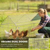 PawHut Metal Chicken Coop with UV-Resistant Cover for Rabbits, Ducks, Turtles, Guinea Pigs, 106" x 29.5" x 29.5", Green(m-5)