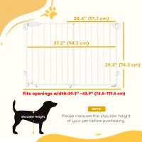 PawHut 29"-44" Wide Dog Gate, 29" H, Pet Gate with Auto-Close, Single Hand Operation, Wall-Mounted, No-Threshold Design(m-3)