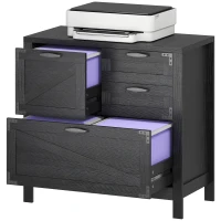 HOMCOM Lateral Filing Cabinet, Farmhouse File Cabinet with 4 Drawers, Fit Letter/A4/Legal Hanging Files, Black Wood Grain(m-2)
