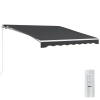 Outsunny 10' x 8' Electric Retractable Awning, Sun Shade Shelter，Remote Controller and Crank Handle for Deck, Balcony, Yard,(m-11)
