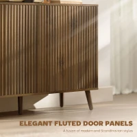HOMCOM Buffet Cabinet with Storage, Modern Fluted Sideboard with Adjustable Shelves for Dining Room Living Room, Dark Brown(m-4)