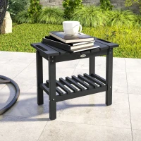 Outsunny HDPE Shower Bench, Waterproof Shower Stool with Handle, Storage Shelf, Non-Slip Pads for Indoor Outdoor, Black(m-2)