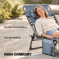 Outsunny Padded Folding Chaise Lounge Chair, Outdoor 6-Level Reclining Camping Tanning Chair with Headrest for Beach, Yard, Patio, Pool, Gray(m-5)