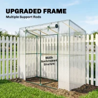 Outsunny Walk-in Portable Greenhouse Small Greenhouse for Outdoors with UV-resistant PE Cover, 6.6' x 2.5' x 5.6' White(m-4)