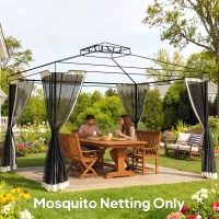 Outsunny Replacement Mosquito Netting for Gazebo 10' x 12' Black Screen Walls for Canopy with Zippers, Cream White(m-8)