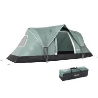Outsunny 5 Person Family Tent, Outdoor Camping Tent with Lighting Hook, Carrying Bag for Camping, Hiking and Travelling, Green(m-9)
