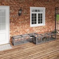 PawHut Outdoor Cat Tunnel with Extendable Design, 59" L Wooden Cat Run with Weather Protection, Connecting Inside and Outside, for Deck Patios, Balconies, Gray(m-10)