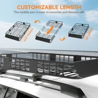 HOMCOM 64"/43" x 39" Car Roof Rack, Length Adjustable Roof Basket, Universal Rooftop Cargo Carrier Basket with U-bolts, 220 lbs Capacity(m-4)