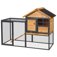 PawHut Rabbit Hutch Outdoor, 48"L Large Wooden Bunny Cage with Run, Bite-Resistant Metal Frame, Removable Plastic Tray, Asphalt Roof, Ramp, Guinea Pig Cage for 1-2 Rabbits, Yellow(m-11)