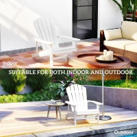 Outsunny Wood Adirondack Chair, Outdoor Patio Muskoka Chair with Slatted Design for Deck, Garden, Backyard, Fire Pit, White(m-4)