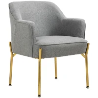 HOMCOM Fabric Armchair, Modern Accent Chair with Metal Legs for Living Room, Bedroom, Home Office, Grey(m-2)