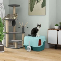 PawHut Cat Litter Box with Scoop, Easy to Clean & Openable Cover, Green(m-2)