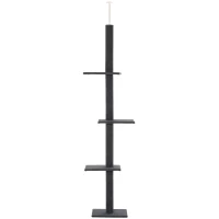 PawHut Floor-to-Ceiling Cat Tree Climbing Tower with Sisal-Covered Scratching Posts Natural Cat Tree Activity Center for Kittens Tower Furniture, Gray(m-11)