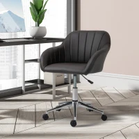 Vinsetto Mid Back Home Office Chair Computer Desk Chair with PU Leather, Adjustable Height, Swivel Wheels for Study, Bedroom, Brown(m-12)