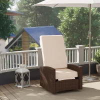 Outsunny Outdoor Wicker Swivel Recliner Chair, Lifting Footrest, 360° Rotating Basic, Water-resistant Cushions, Cream White(m-10)