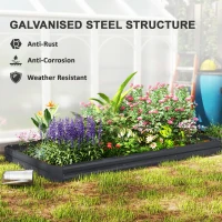 Outsunny 8'x4'x1' Galvanized Raised Bed, Large Elevated Planter Box for Growing Flowers, Herbs and Vegetables, Dark Grey(m-5)