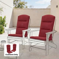 Outsunny Patio Chair Cushions for Adirondack Chair Replacement Cushions with Back and Ties, Set of 2,  Wine Red(m-7)