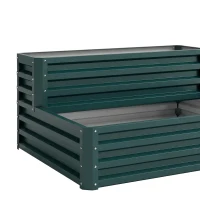 Outsunny 2 Tier Galvanized Raised Garden Bed, Steel Planter Box for Vegetables, Flowers, Herbs, 47" x 40" x 23", Green(m-10)