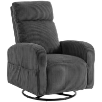 HOMCOM 360° Swivel Accent Chair, Modern Armchair with Thick Backrest & Cushion, Corduroy Upholstered, Dark Grey(m-13)