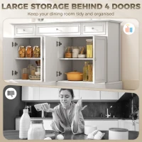 HOMCOM Sideboard Buffet Cabinet, 54" Kitchen Storage Cabinet with Soft-Close Doors, 3 Drawers and 2 Adjustable Shelves, White(m-4)