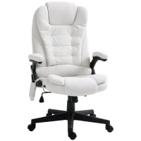 Vinsetto Reclining Massage Office Chair, Executive Office Chair with High Back, Swivel Wheels, White(m-2)
