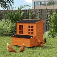 PawHut Wooden Chicken Coop with Nesting Box, Pull-Out Tray, Waterproof Roof, 39" Chicken House for 2-4 Chickens, Rabbits(m-10)
