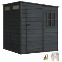 Outsunny Outdoor Storage Shed with Lockable Door, Garden Shed with Vents and Windows for Backyard, Dark Grey(m-9)