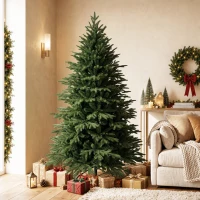 HOMCOM 6ft Artificial Christmas Tree Full Hinged Xmas Tree Metal Base, Green(m-8)