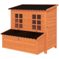 PawHut Wooden Chicken Coop with Nesting Box, Pull-Out Tray, Waterproof Roof, 39" Chicken House for 2-4 Chickens, Rabbits(m-11)