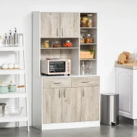 HOMCOM Kitchen Buffet with Hutch Multi Storage Cupboard Cabinet Server Sideboard with Drawers(m-8)
