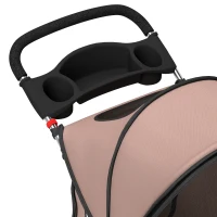 PawHut 3 Wheels Foldable Dog Stroller with Storage Basket, Adjustable Canopy, Cupholder for Miniature and Small Dogs, Coffee(m-9)