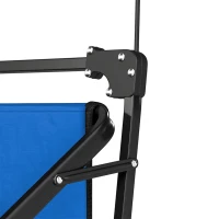 Outsunny Steel Frame Folding Garden Cart, Collapsible Wagon Cart with Removable Canopy, Telescopic Handle and Carrying Bag, Dark Blue(m-11)